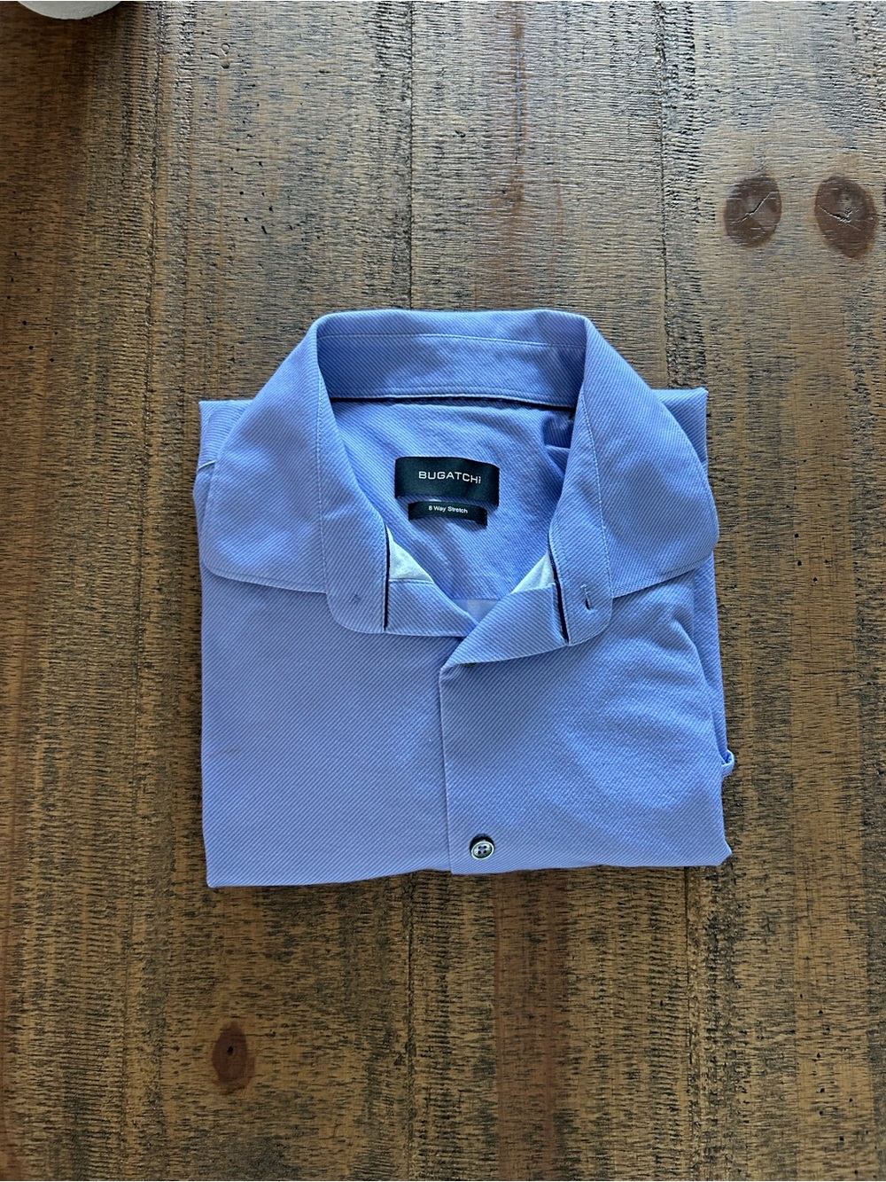 BUGATCHI 8-Way Stretch Button Down Shirt L Light Blue